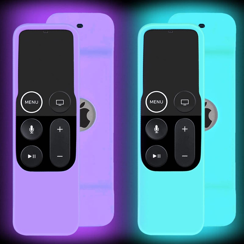 Lambcare 2 Pack Case Compatible with Apple TV 4K/ 4th Gen Remote Light Weight Anti-Slip Shock Proof Silicone Cover for Controller for Apple TV Siri Remote (Blue and Purple Glow) - Image 1